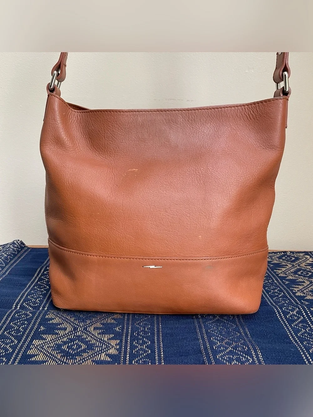 Shinola Soft Brown Leather Relaxed Hobo Should & Crossbody Bag Silver Logo